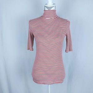 Michael Stars Striped Turtleneck Red White O/S